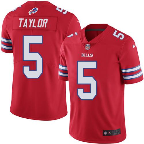 Nike Bills #5 Tyrod Taylor Red Men's Stitched NFL Elite Rush Jersey - Click Image to Close